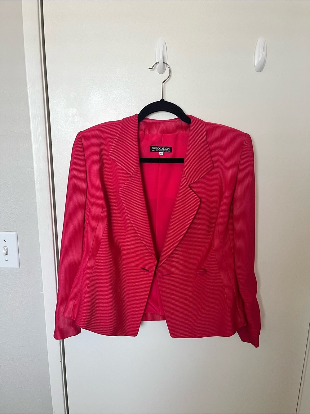 Vintage Giorgio Armani Hot Pink Women's Pantsuit / Blazer and Pant set Small
